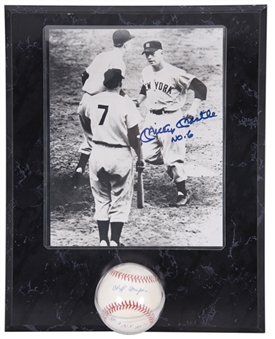 Mickey Mantle Signed & Inscribed #6 Photo With Cliff Mapes Signed & Inscribed Baseball In Mounted Display (Beckett)